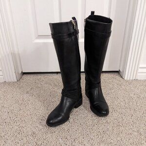 Essex Lane Black Knee High Boot with Buckle
